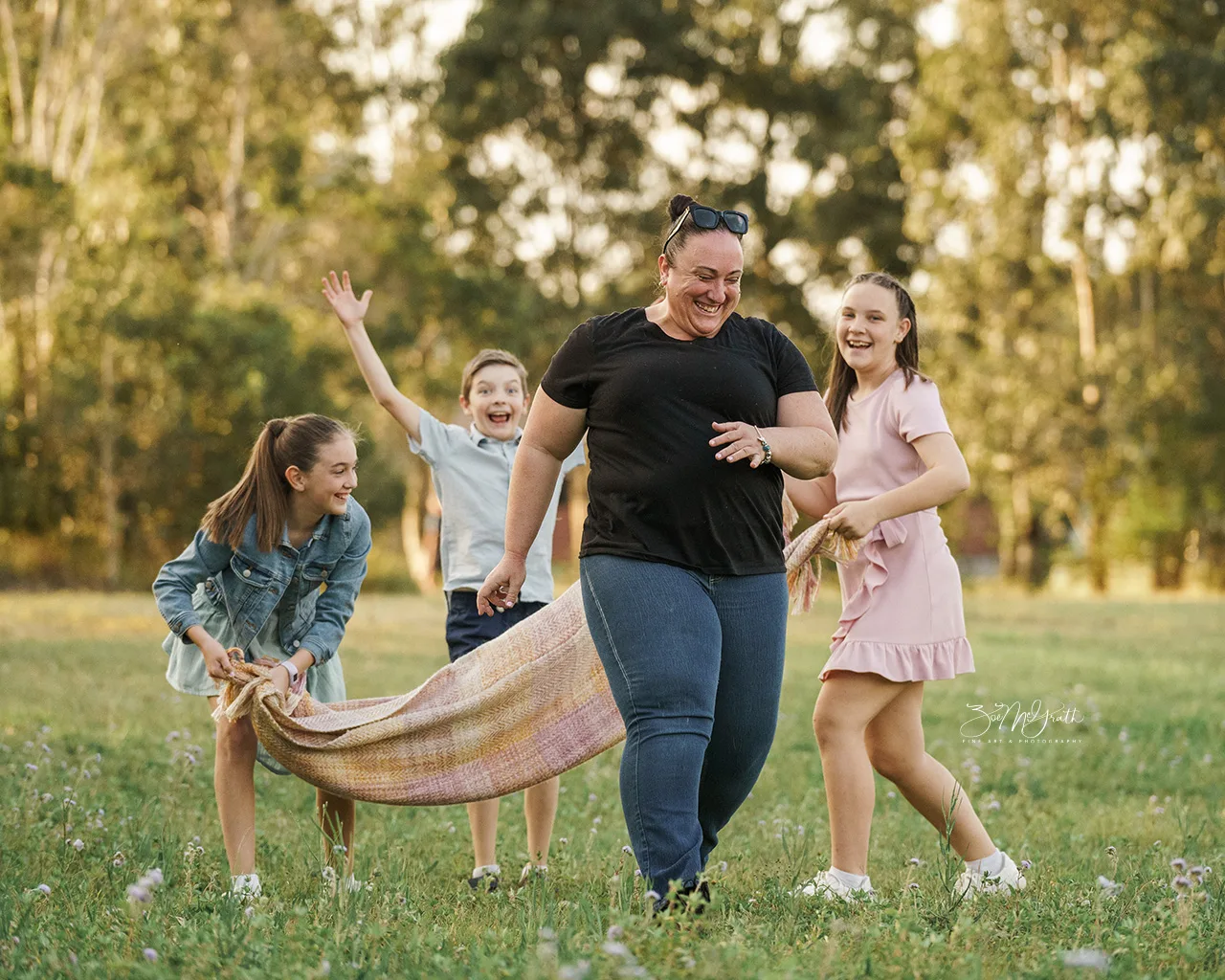 Ros and the kids.