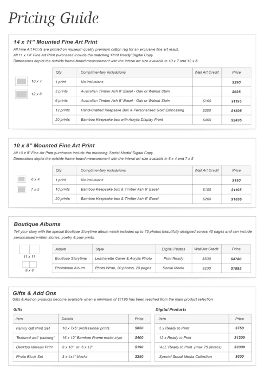 Price list