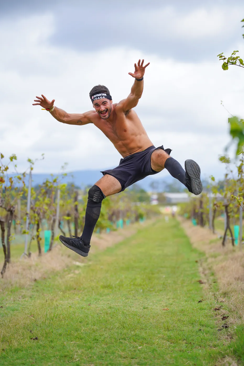 Hunter Valley vineyard. No reason to jump, except me screaming “jump!!”
