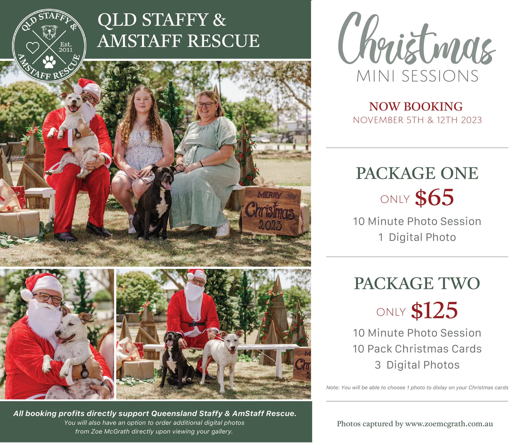 Christmas mini sessions: package options and booking details.