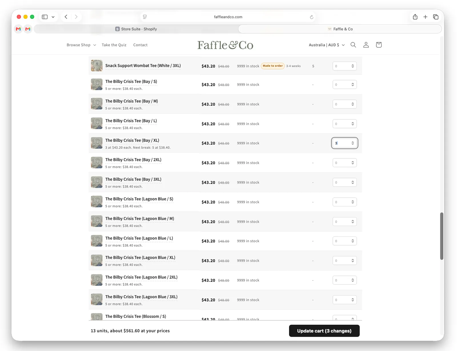Quantity price breaks on quick order.