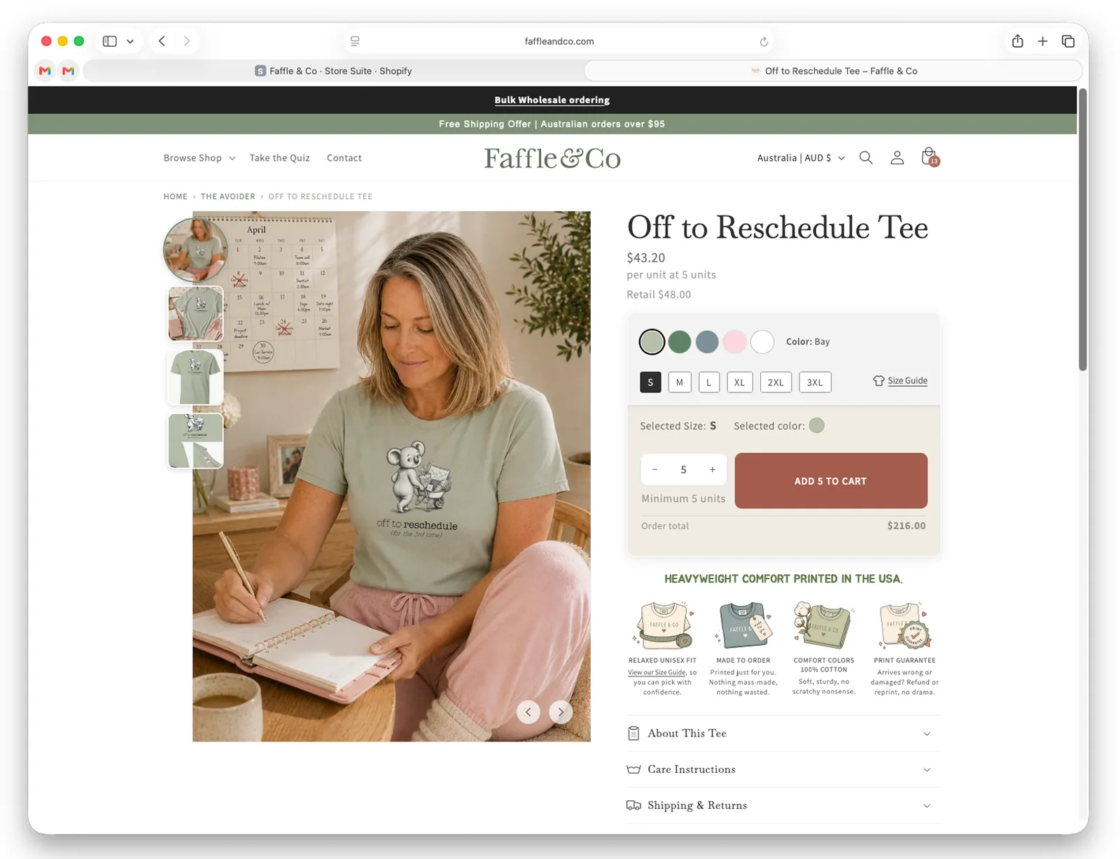 A minimum quantity on a product page.