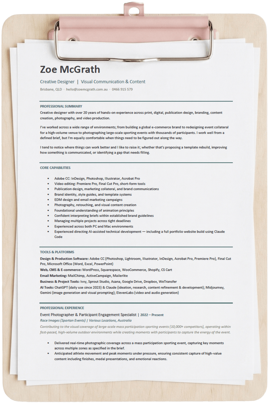Zoe McGrath CV